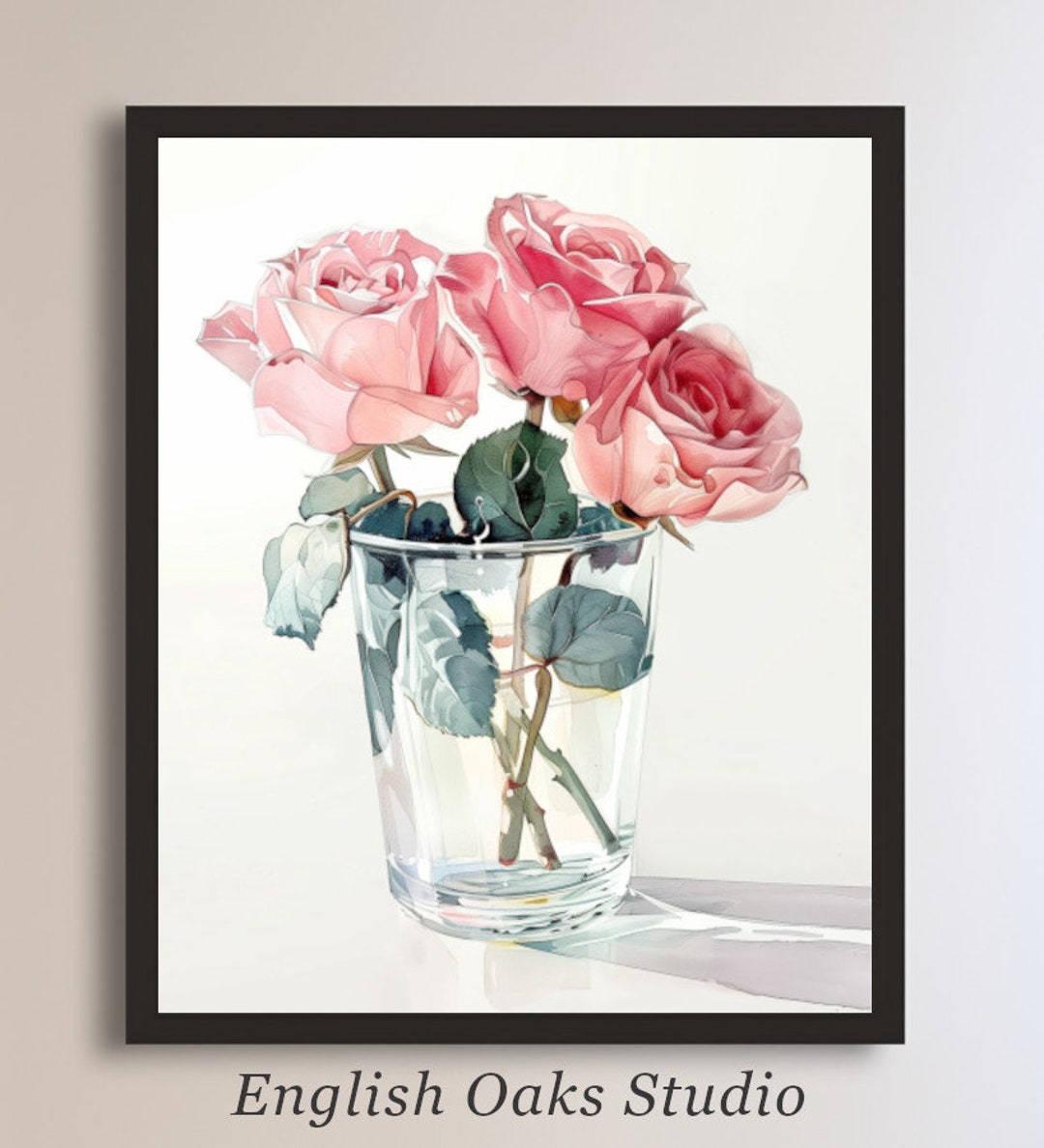Flowers Still Life Painting | Pink Roses in Vase Print | Nursery Pink ...
