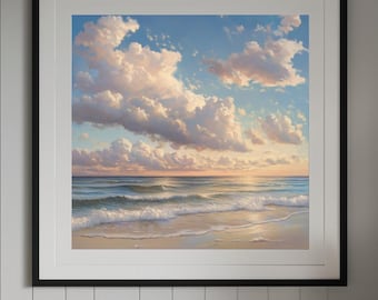 Vintage seascape coastal painting | Moody coastal print