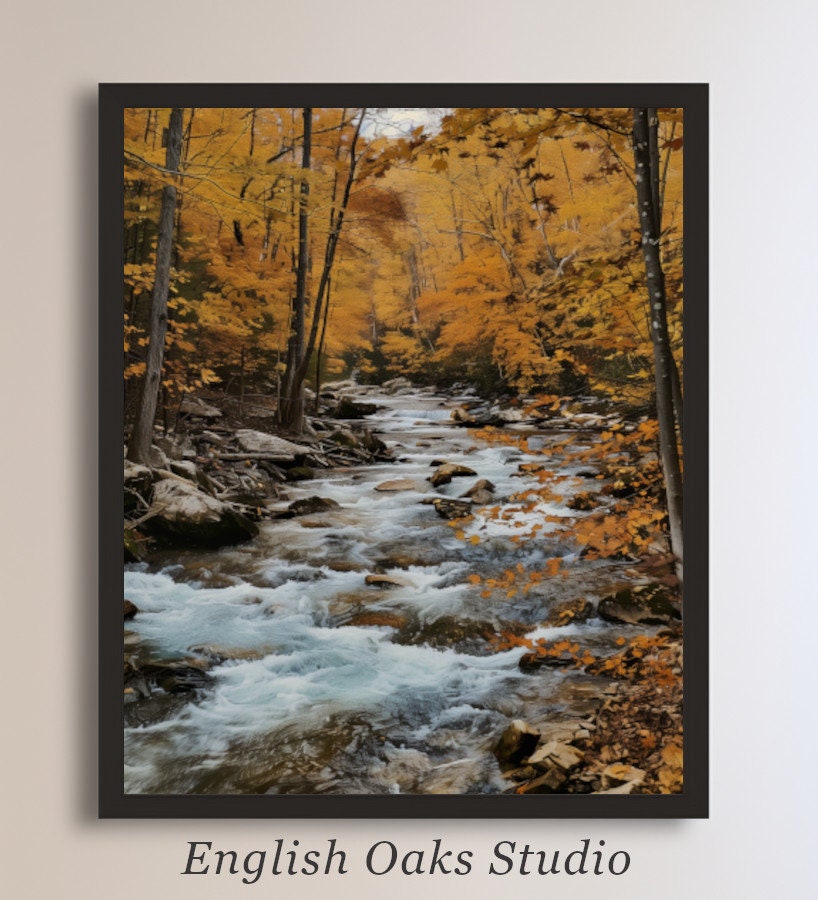 秋の森と小川の風景画F4スプレーアート 森の小川」 by 紫