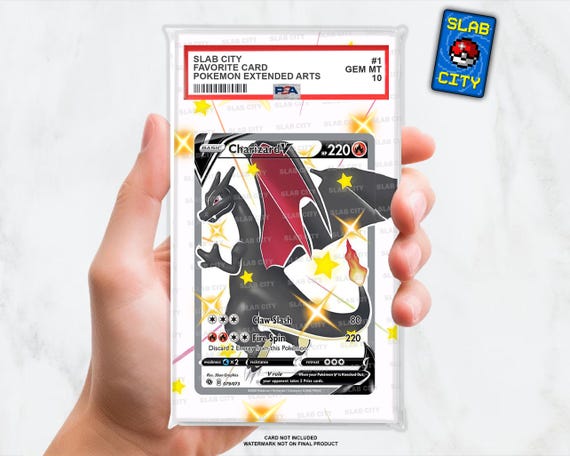 Charizard V #79 Champion's Path - Custom Pokmon Extended Artwork Insert for PSA Graded Slabs Charizard V #79 Champion's Path - Custom Pokmon Extended Artwork Insert for PSA Graded Slabs