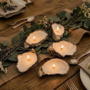 Silver Oyster Shell Candle Set, Unscented Soy Wax, Coastal Decor, Sweet Sixteen Candle Favor