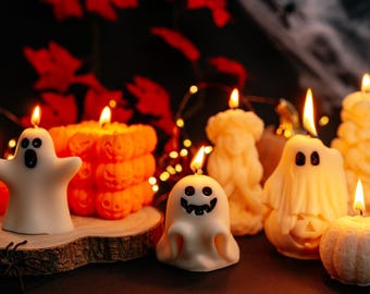 Ghost with Pumpkin Soy Wax Candle, Spooky Fall Room Decor, Cute Autumn Aesthetic Decor, Unique Halloween Gift for Her Friend