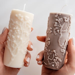 Sakura Bloom Candle – Handmade Soy Wax Candle with Floral Design
