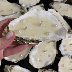 Oyster Shell Soy Wax Candle with Pearl: Coastal Decor, Summer Beach Candle Favor, Sweet Sixteen Candle Favor