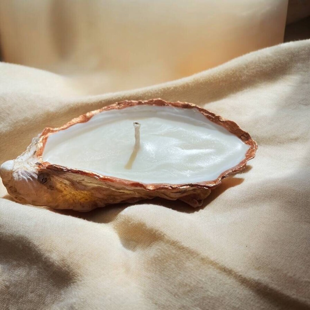 Oyster Shell Soy Candle: Unique Handmade Seashell Decor - Etsy