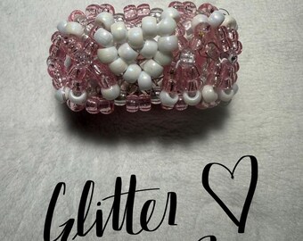 Valentine’s Glitter hearts Kandi Cuff Bracelets