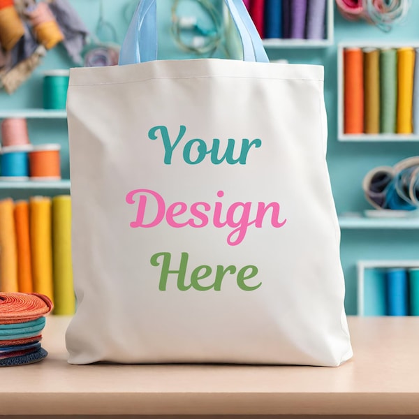 Colorful Tote Bag Mock Up Blue Straps Totebag Mockup Printify Totebag Crafty Bag Mockup Bundl Tote Bags Crafter Colorful POD Mockups Totebag