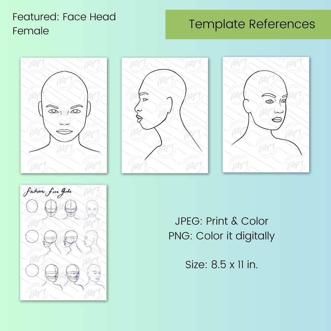 Fashion Figure Template, Face Template, Drawing Guide, Croqui Template ...
