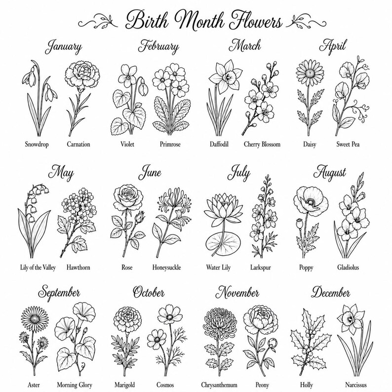 Custom Birth Flower Tattoo Design | Personalized Floral Bouquet with Meaningful Elements | Digital Tattoo Art | Made to Order Ink Design image 6