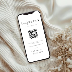 Invitación de boda electrónica moderna, boda digital, minimalista online, detalles, código QR de RSVP, invitación de boda, LIP201