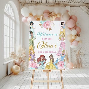 Welcome Princesses Princess Birthday Welcome Sign: Editable Party Decor Template (instant ...