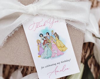 Princess Thank You Tags , Princess Birthday Party Favor Tags ,Princesses Gift Tags , Princess Party Tags , Favor Labels |, Princess201