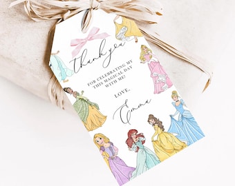 Princess Thank You Tags , Princess Birthday Party Favor Tags ,Princesses Gift Tags , Princess Party Tags , Favor Labels |, Princess201