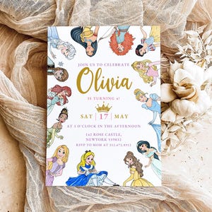 Watercolor Princess Birthday Invitation: Editable Canva Template (Printable)