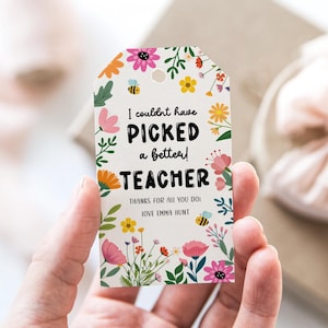 Etichetta regalo per la settimana di apprezzamento dell'insegnante di fiori, regalo modificabile per la settimana di apprezzamento dell'insegnante di fiori
