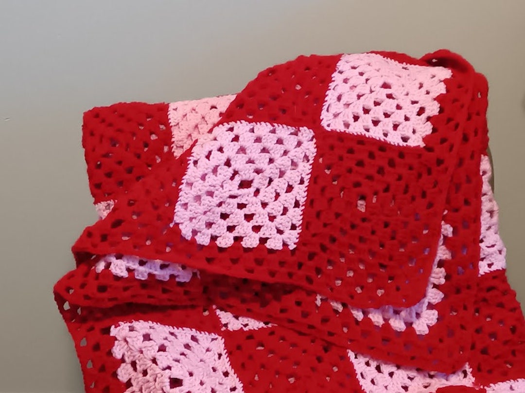 Red and Pink Blanket - Etsy