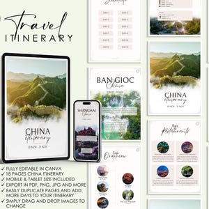 Canva itinerary template, travel planner, travel guide, printable, travel guide, digital travel planner, editable travel itinerary template