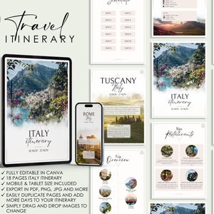 Travel itinerary template, travel planner, travel guide, printable, travel guide, digital travel planner, editable travel itinerary template