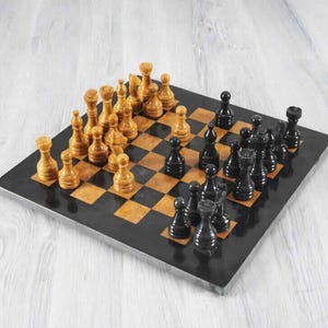 Luxury 12-Inch Marble Chess Set | Handmade Onyx Stone Board Game | Gift for Chess Lovers | Artisan Decor EU Shipping