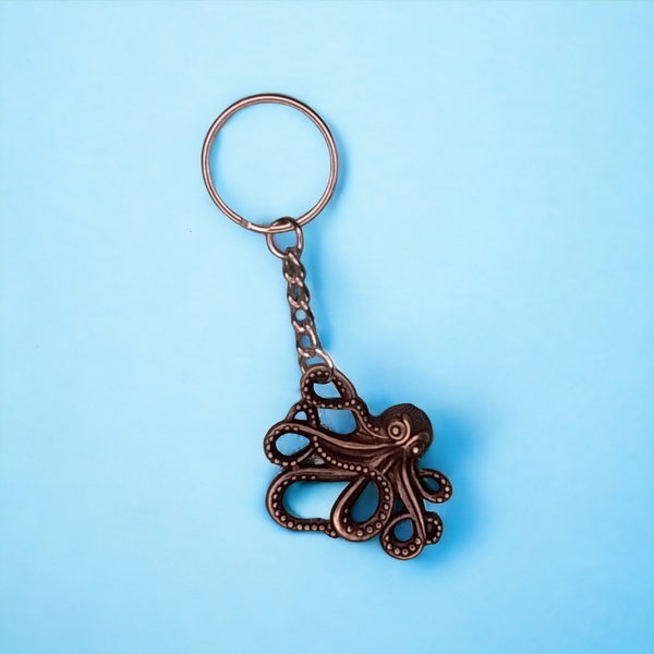 Octopus Keychain, Sealife Keychain, Ocean Keychain, Beach Lover Keychain, Nautical Key Ring, Nautical Beach Charms, Small Gift Ideas, Charms