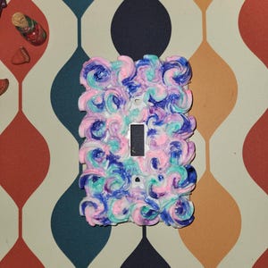 Multicolored Swirls Fake Cake Light Switch Plate Oversized
