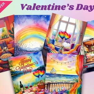 Cartes de Saint-Valentin incluses - sur le thème LGBTQ+, lien canevas, personnalisables, prêtes à imprimer ou à utiliser numériquement