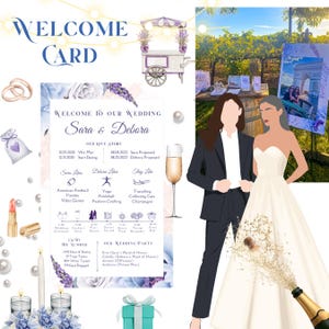 Cartão de boas-vindas 5,5x8,5 | Cartão de boas-vindas para casamento lésbico | Modelo Canva | Download instantâneo e personalizável | Pronto para imprimir