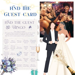 Tarjetas de bingo para encontrar invitados / Rompehielos divertido para bodas / Plantilla de Canva editable / Apto para LGBTQ+ / Descarga instantánea