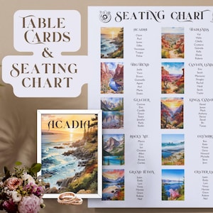 U.S. National Parks Wedding Seating Chart & Table Cards/ Adventure Wedding Decor, Outdoor Rustic, Editable Seating Chart and Table Signs