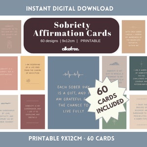 Ensemble de cartes d’affirmation positive de sobriété - Récupération, compétences d’adaptation à la dépendance, cadeaux de sobriété, pratique de la pleine conscience, vie sobre