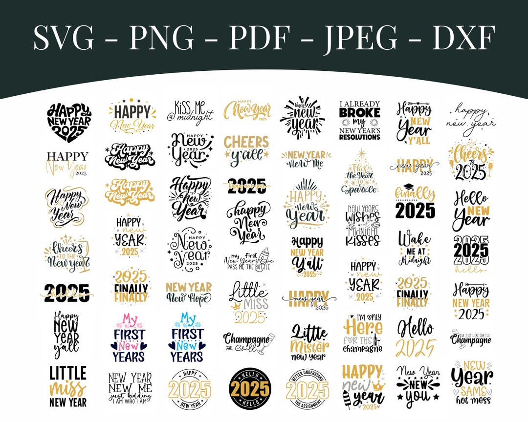 New Year SVG Bundle | 2025 Hand Lettered Designs (digital Download) - Etsy