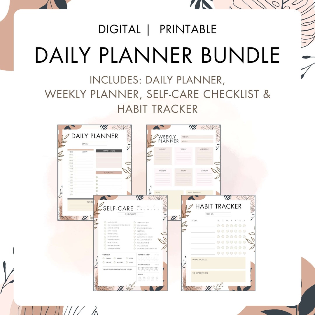 Daily & Weekly Planner Printable, Self Care Checklist, Printable Habit ...