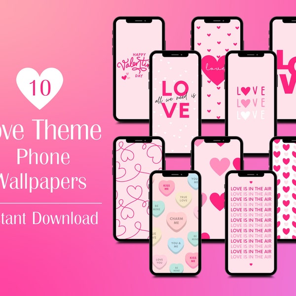 Valentines iPhone Wallpaper, Pink Valentines Day Phone Wallpaper, Pink Heart Valentines Phone Wallpaper, Valentine Phone Wallpaper