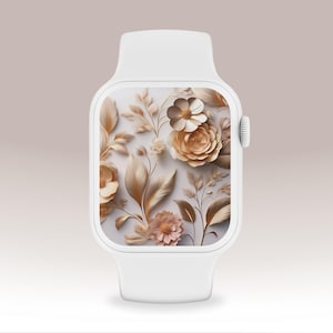 Elegant Floral Apple Watch Face Wallpaper | Digital 3D Floral Design for Apple Watch & Phone | Matching Luxe Floral iPhone Wallpaper