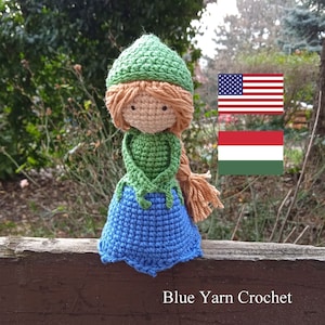PATTERN ENG/HUN Bluebell/Campanula Doll Crochet Doll, Amigurumi Doll, Waldorf Doll, Flower Doll, 12 cm