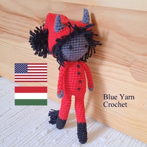 PATTERN ENG/HUN Krampus Kid, Little Krampus, Amigurumi Crochet Doll, 18 cm