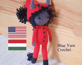 PATTERN ENG/HUN Krampus Kid, Little Krampus, Amigurumi Crochet Doll, 18 cm