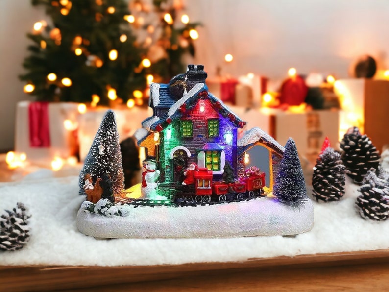 Colorful Christmas Luminous House Xmas Resin Decorations  Etsy