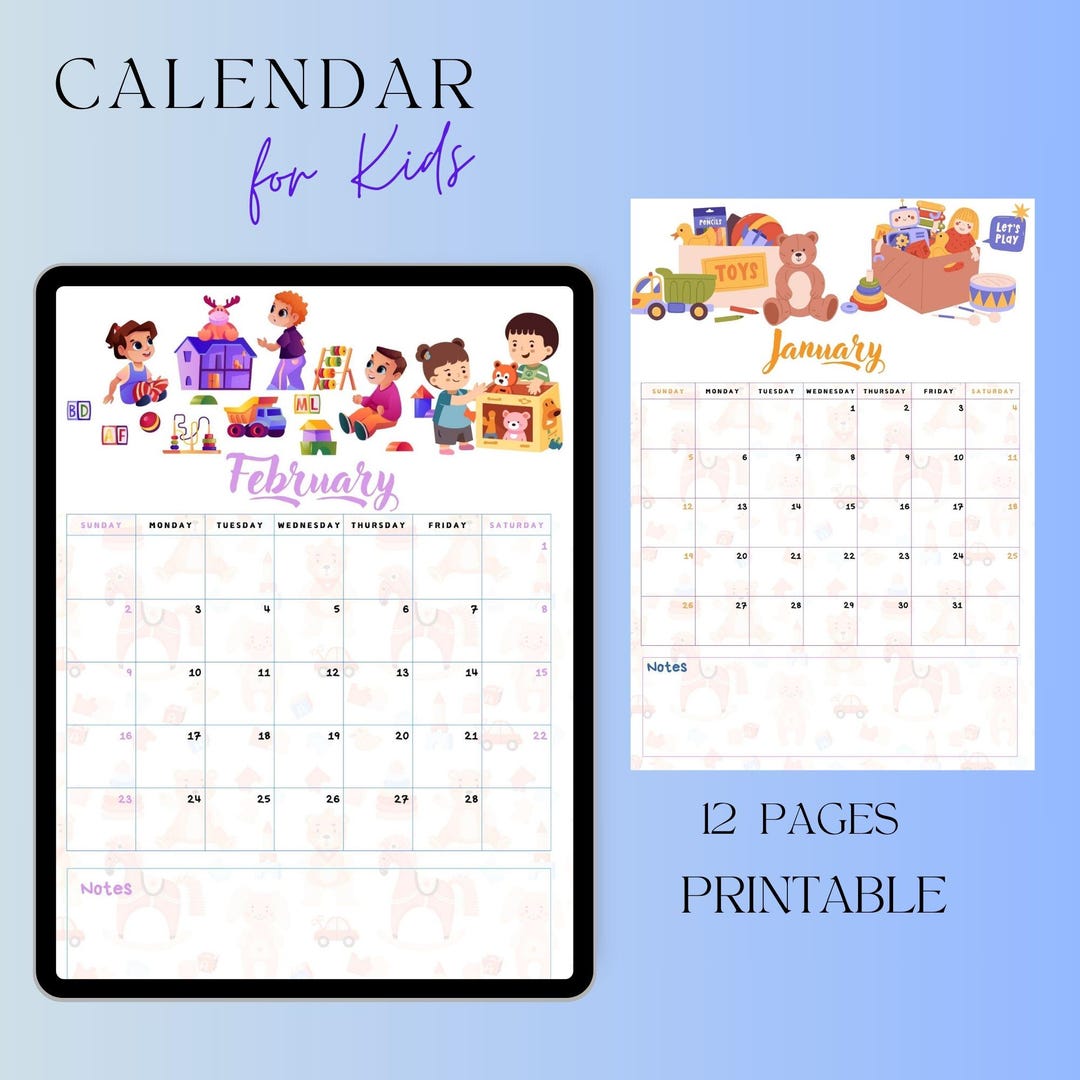2025 Calendar, Instant Printable Children's Calendar, Blank Calendar ...