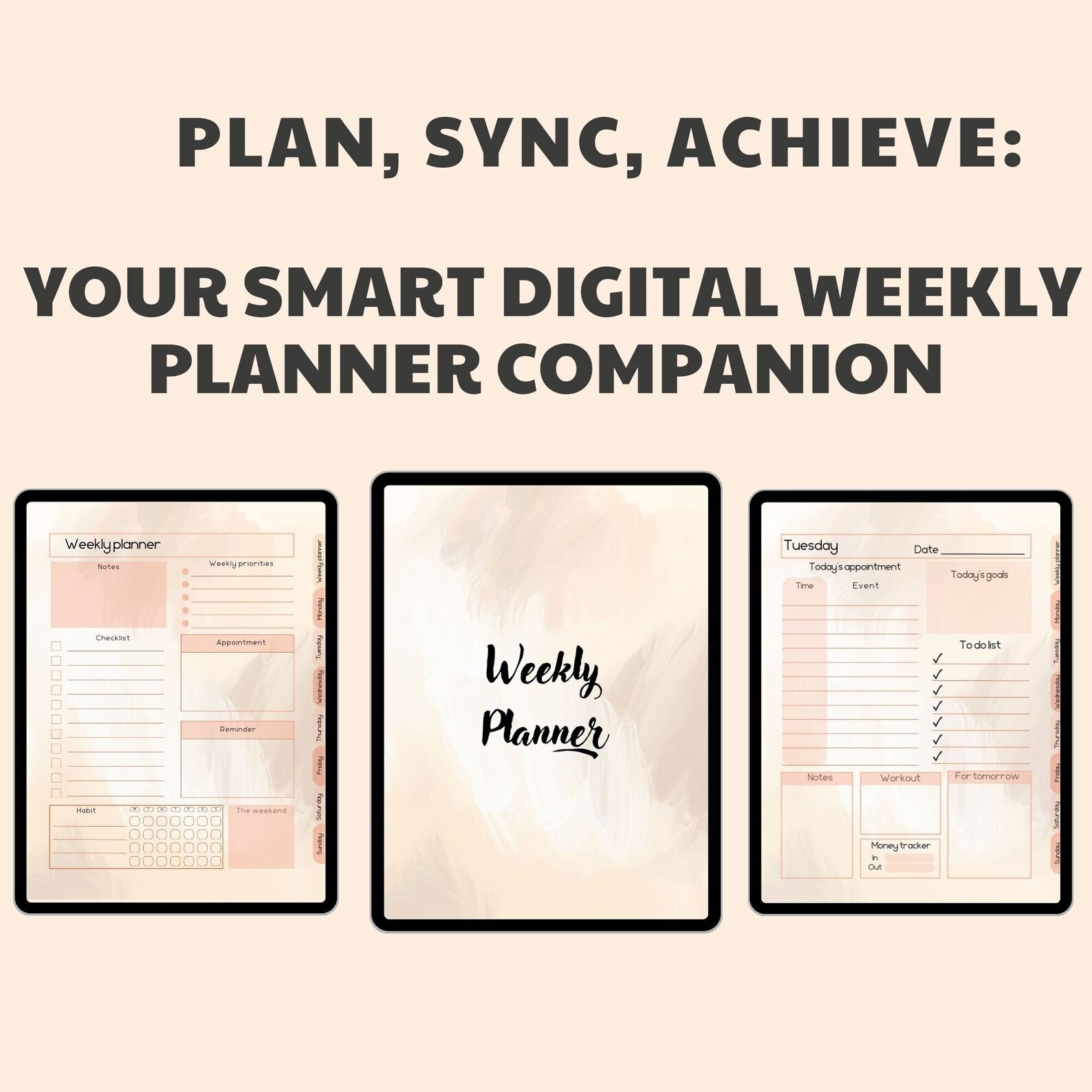 Daily and Weekly Planner, Printable Weekly Planner, Digital Weekly ...
