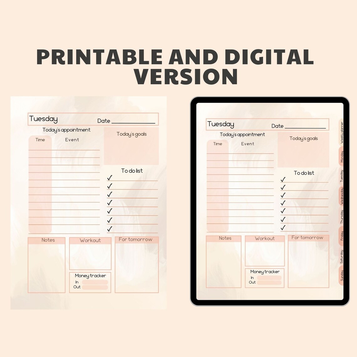 Daily and Weekly Planner, Printable Weekly Planner, Digital Weekly ...