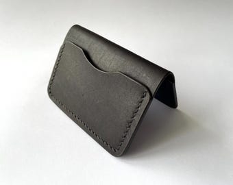 Ultra Slim Black Card Holder Minimalist 3 Pocket Leather Wallet Front Pocket Cardholder Thin Credit Card Sleeve Compact Edc Wallet for Men