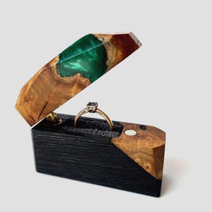 Epoxy Resin Ring Bearer Box: Wooden Engagement Ring Case