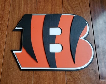 Bengals Custom-made Wood Wall Sign.  4 Layers painted and Stained. | Wall Decor | Wall ART | Sign