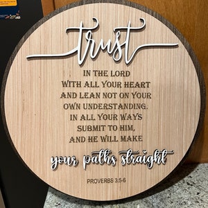 Custom made Proverbs 3: 5-6 Wall Decor - Wooden Proverbs Sign - Laser Cut Proverbs 3 - Wall Decor
