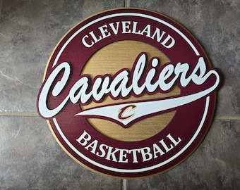 Cleveland Cavaliers Custom-made Wood Wall Decor.  3 Layers painted and Stained. | Wall Decor | Wall ART | Sign | Basketball | Man Cave