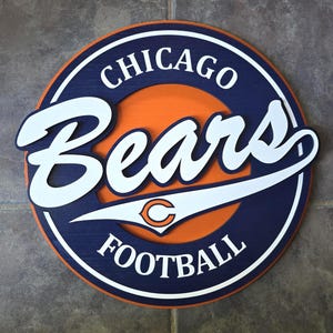 Chicago Bears Logo Wood Sign | Layered Football Wall Decor