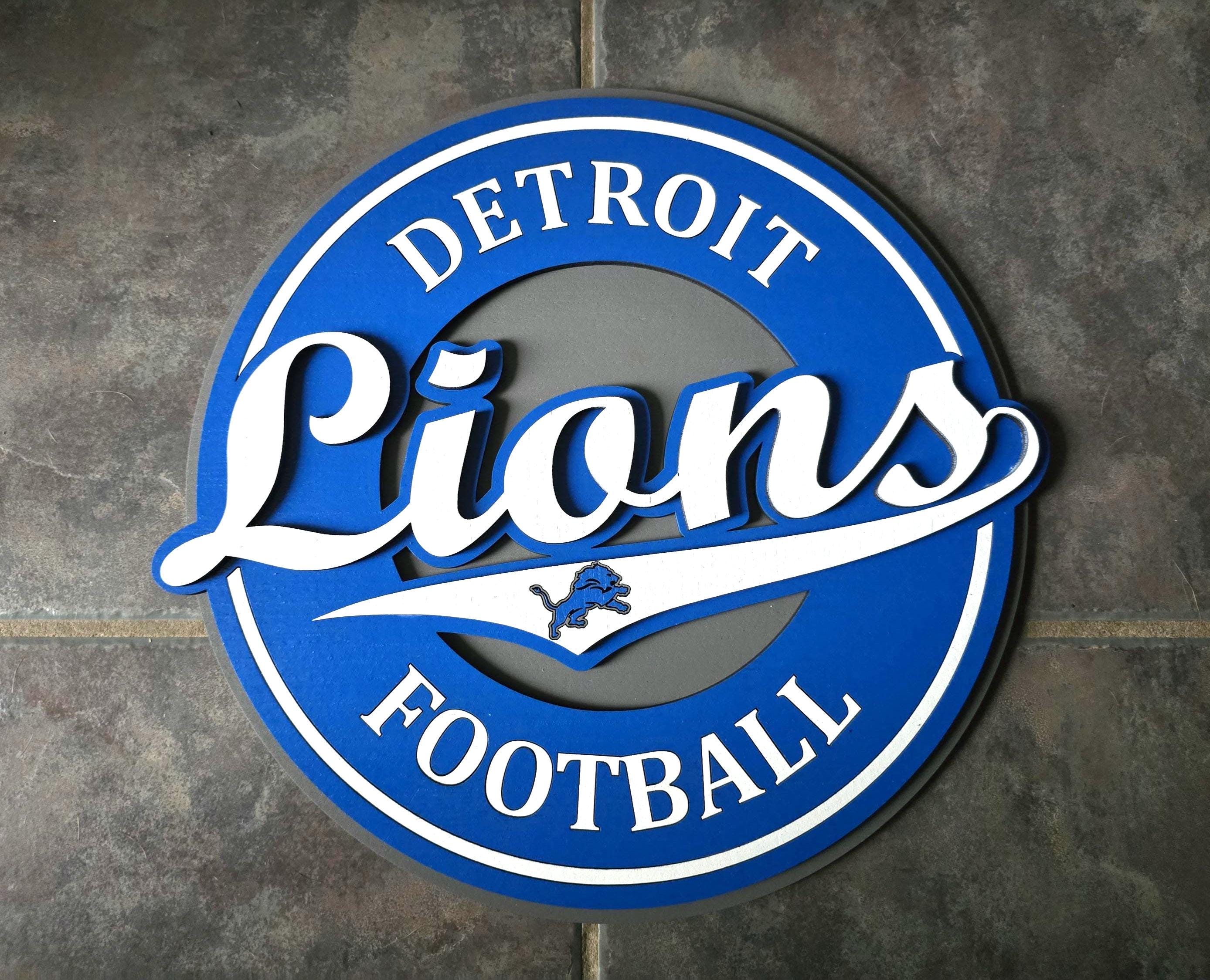 Detroit Lions Football Custom-made Wood Wall Decor.  3 Layers painted and Stained. | Wall Decor | Wall ART | Sign | Football | Man Cave