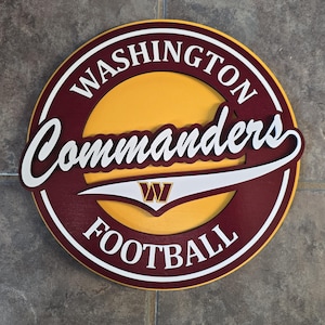 Washington Commanders Football Custom-made Wood Wall Decor.  3 Layers painted and Stained. | Wall Decor | Sign | Football | Man Cave