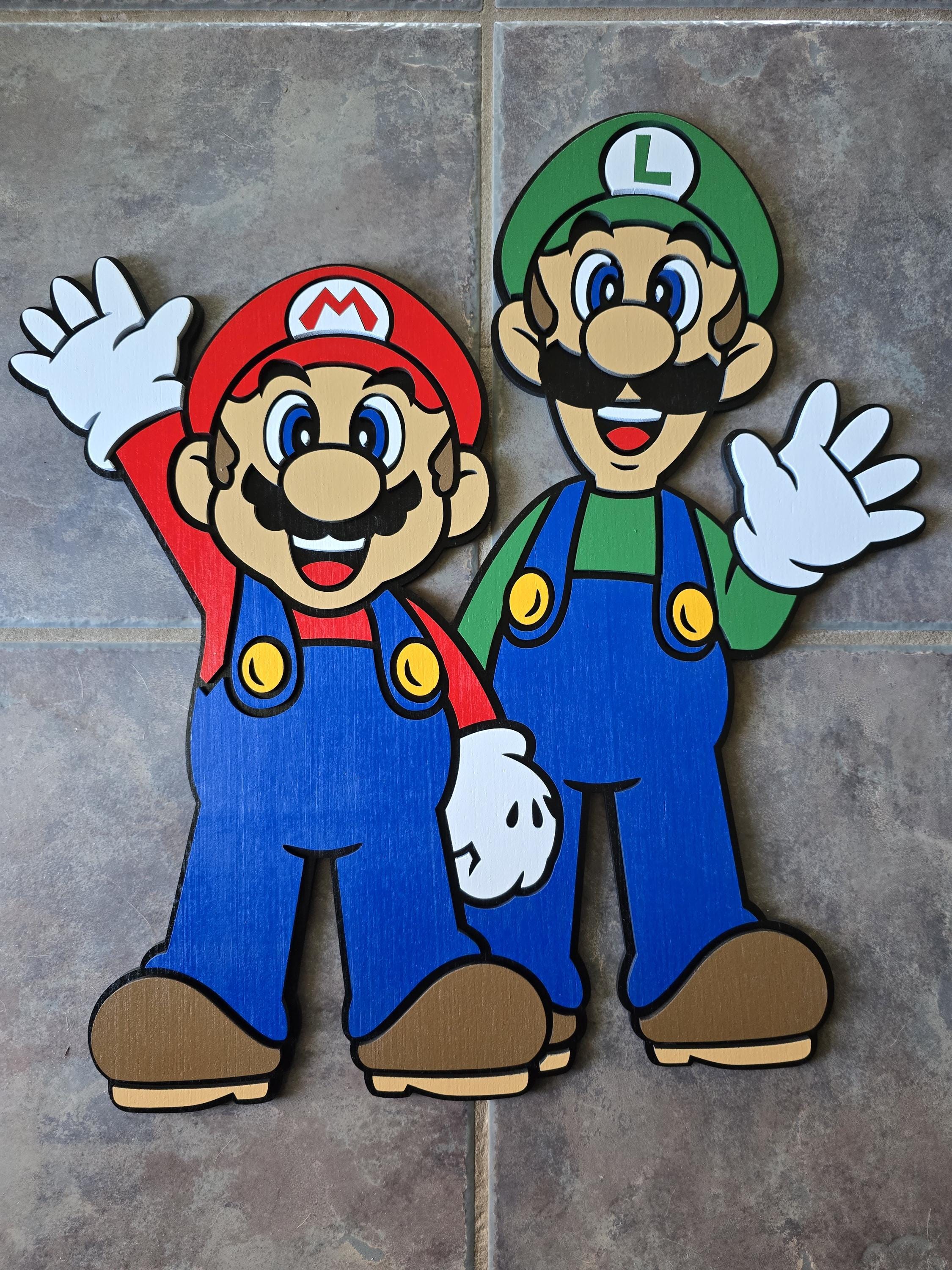 Mario & Luigi Wood Wall Decor | Laser Cut Plywood, Kids Room Art - Etsy